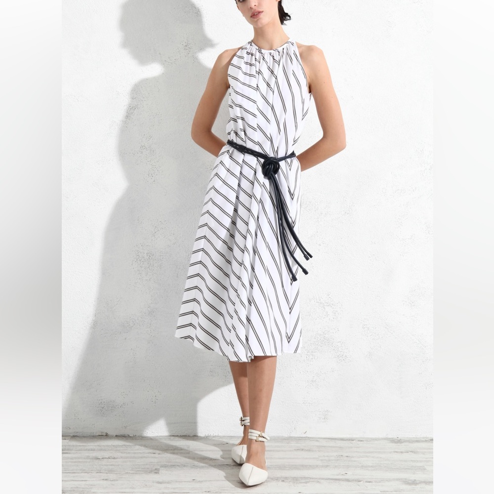 SOLD! $895 Retail MAXMARA label-cut Vischio Bias-Stripe Dress Size: IT42 US6/8 - Picture 11 of 16
